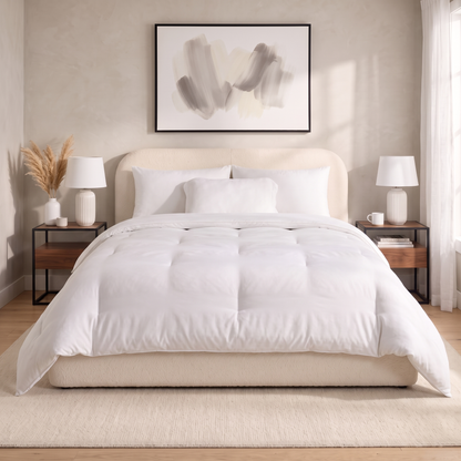 Cloud White mallowdown cloud comforter on a made bed